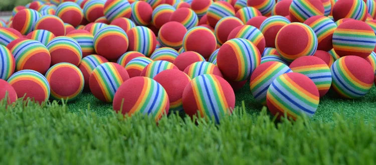PGM 10pcs Rainbow Stripe Foam Sponge Golf Balls Swing Practice Training Aids Ball 38mm Indoor Practice Ball Golf Stuff Q007
