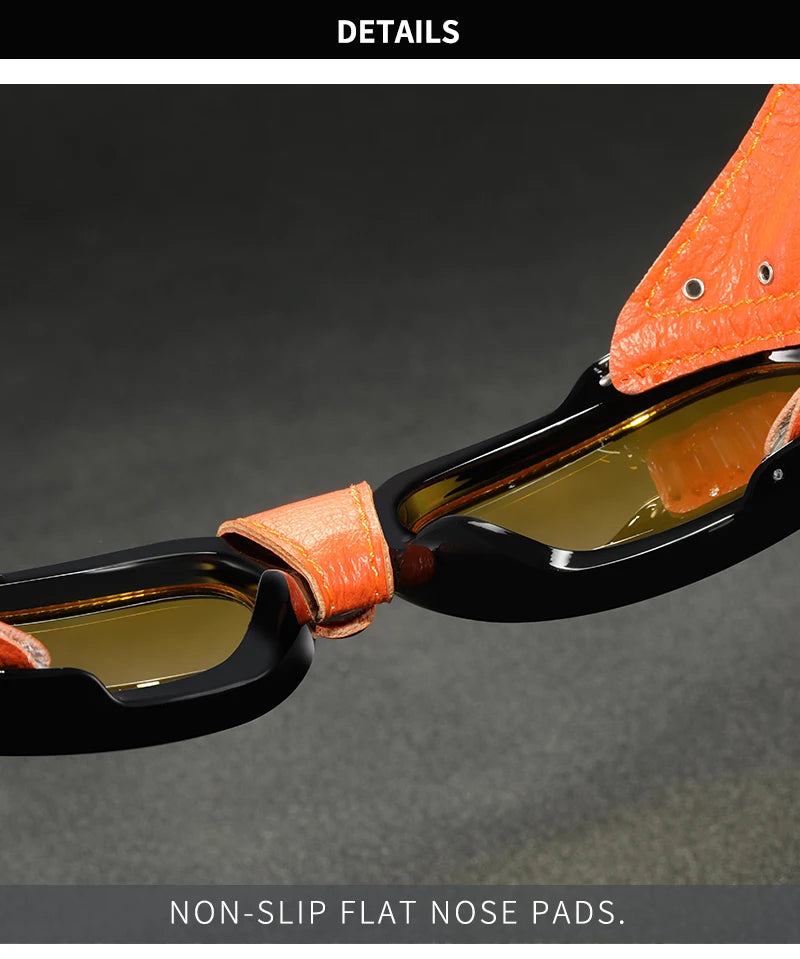 KDEAM Luxury Steampunk Pilot Sunglasses Men and Women Soft Leather Shield Glasses UV400 Protection KD2095