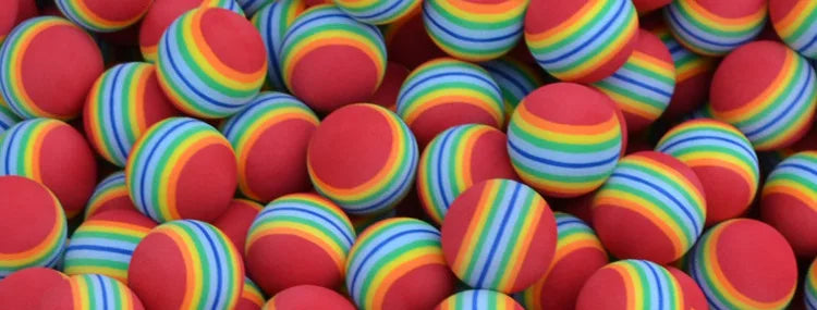 PGM 10pcs Rainbow Stripe Foam Sponge Golf Balls Swing Practice Training Aids Ball 38mm Indoor Practice Ball Golf Stuff Q007