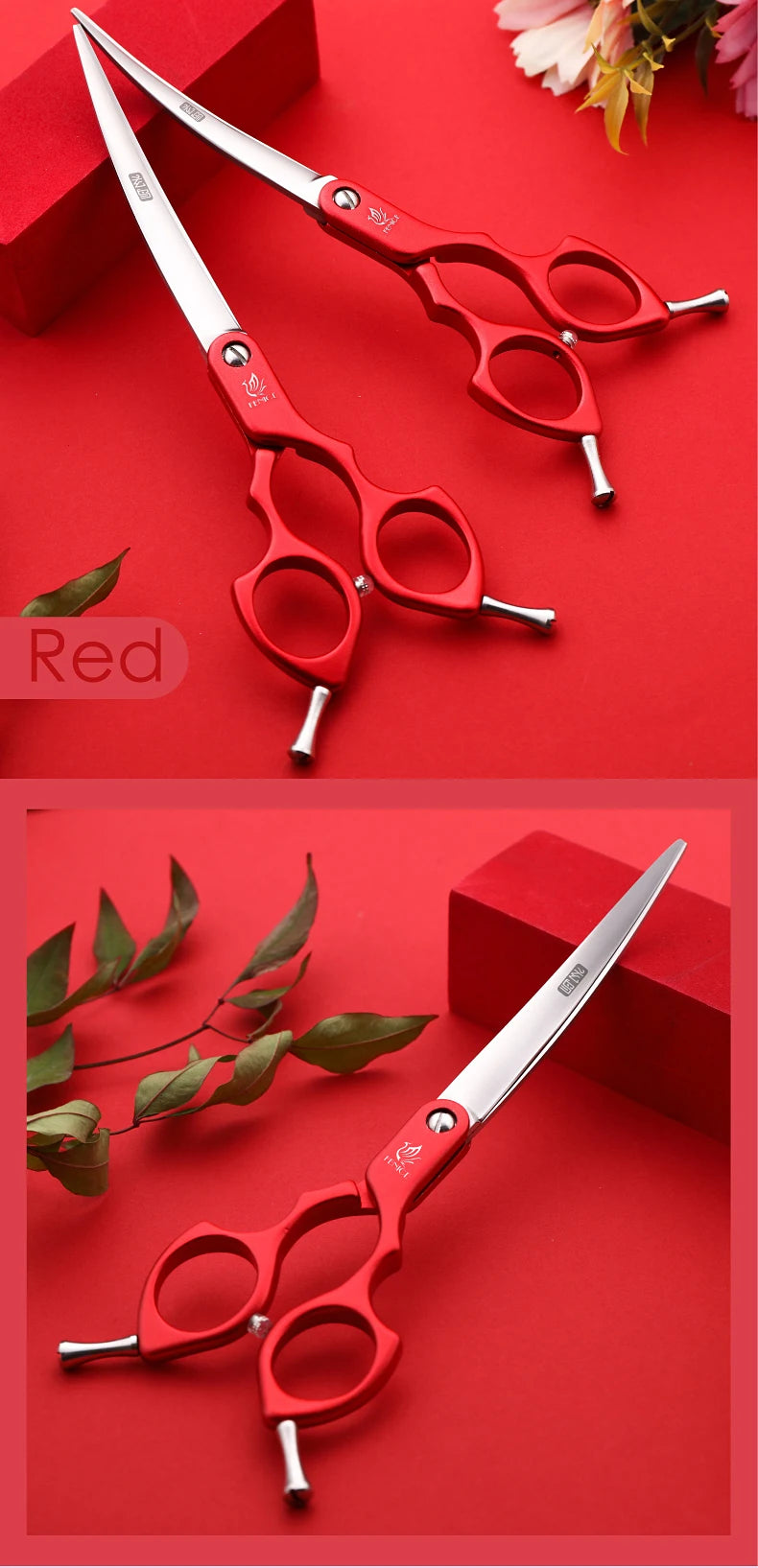 Premium Dog Grooming Curved Scissors – Alloy Handle, 440C Stainless Steel, Professional Pet Shears