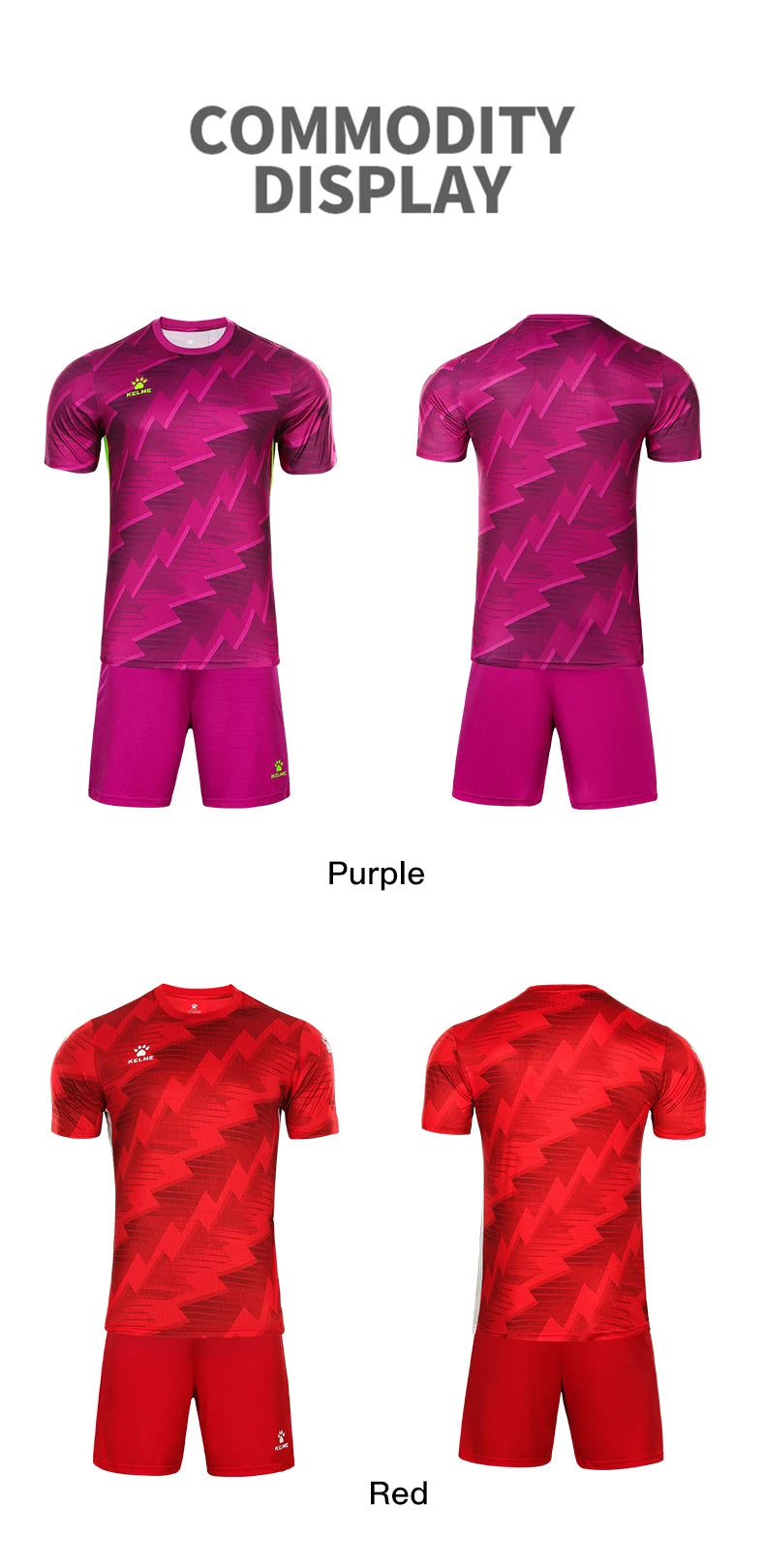 KELME Custom Football Uniform Men's Soccer Jerseys Kid Tracksuit Sportswear Short Sleeves Jersey Shorts Soccer Suit 9151ZB1002