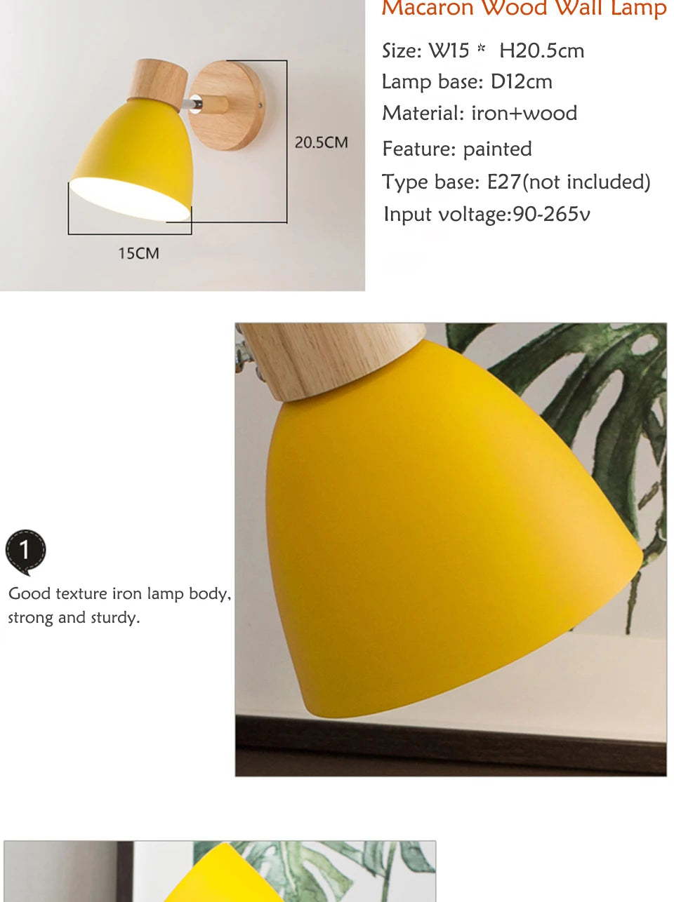 Wooden Nordic Wall Lamp – Modern Wall Sconce with Switch for Bedroom & Living Room