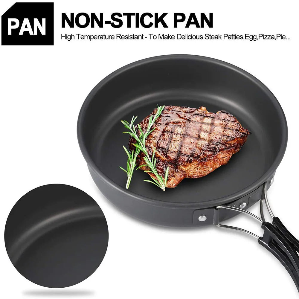 Camping Cookware Set Aluminum Nonstick Pots And Pans Portable