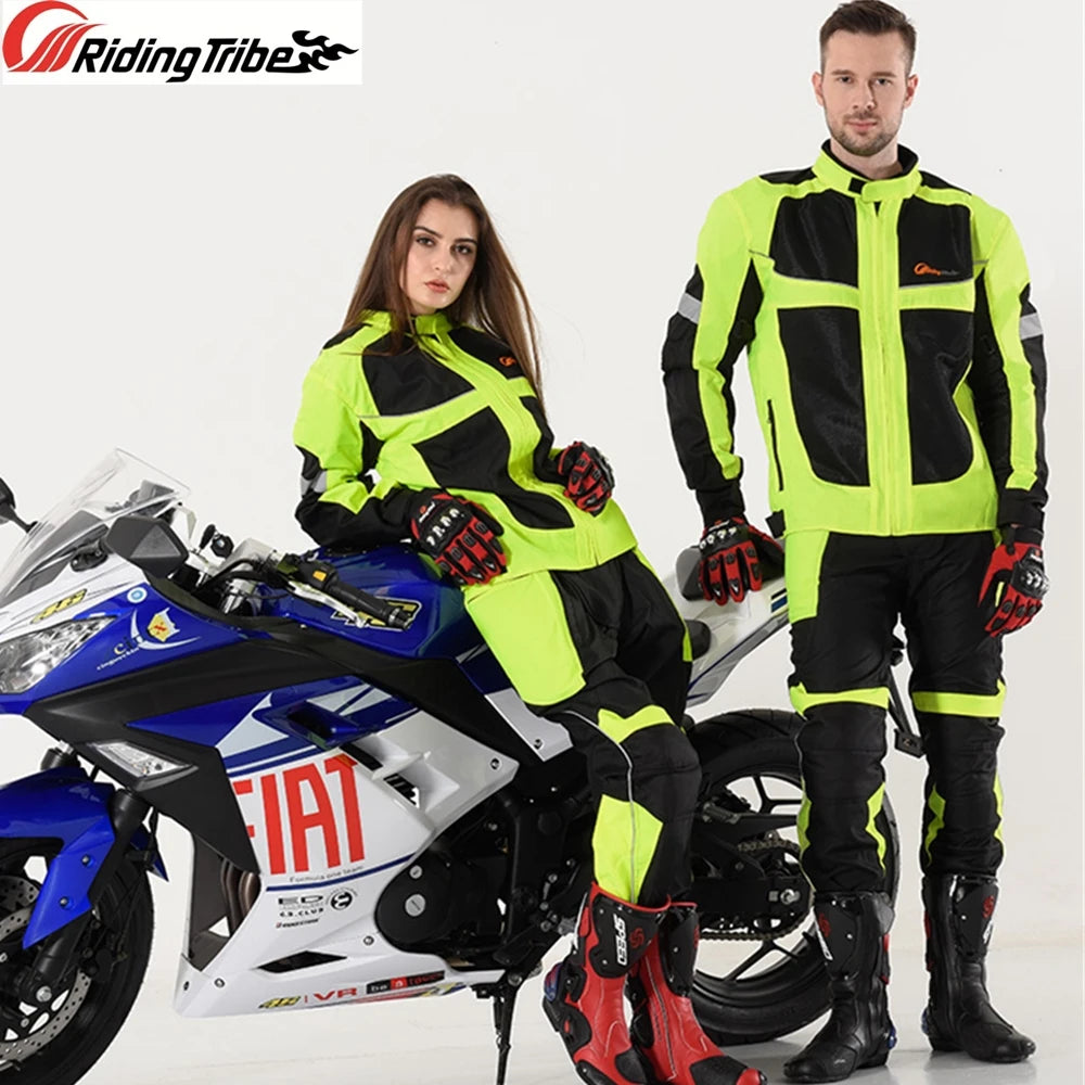 Men Woman Summer Style Breathable Motorcycle Jacket Night High Visible Motorbike Riding Coat with 5pcs Protective pads JK-21