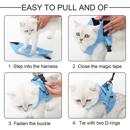 Small Cat Harness And Leash Set, Adjustable Anti-Escape, Color Options, 1.2m