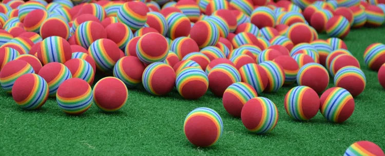 PGM 10pcs Rainbow Stripe Foam Sponge Golf Balls Swing Practice Training Aids Ball 38mm Indoor Practice Ball Golf Stuff Q007