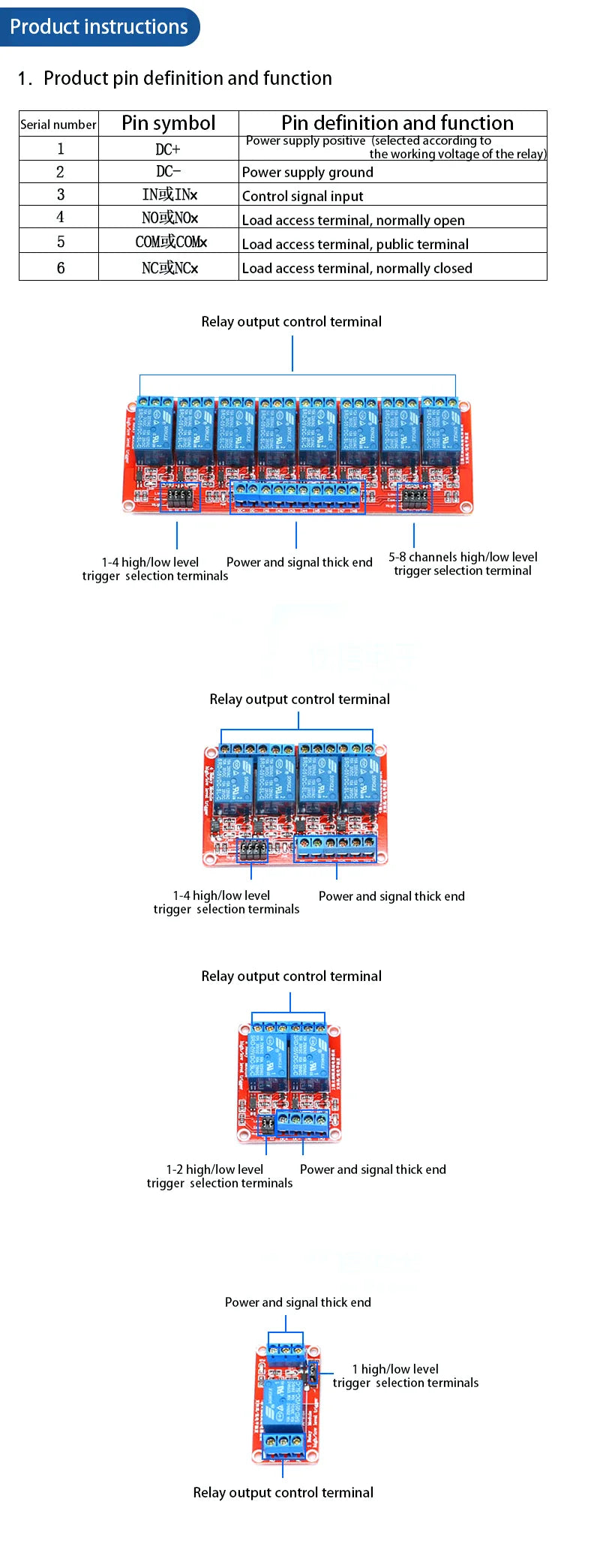 1 2 4 8 Channel 5V 12V Relay Module Board Shield with Optocoupler Support High and Low Level Trigger for Arduino  Electronic DIY