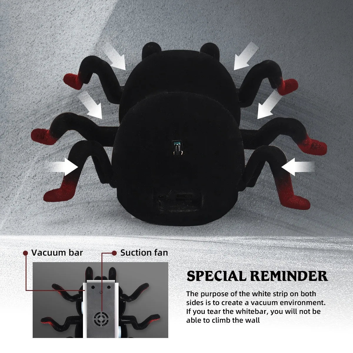 Remote Control Spider Toy, Rechargeable Wall Climbing Tarantula with Lights, Halloween Prank RC Animal Toys for Kids & Adults