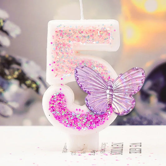 Purple Butterfly Digital Candle for Birthday Cakes