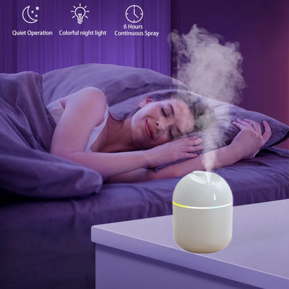 270ml USB Air Humidifier With Cool Mist Aroma Diffuser LED Night Light