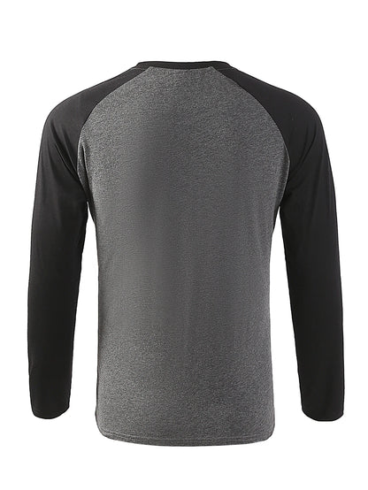Men's Long Sleeve O-Neck Raglan Top Polyester Knit Casual Spring Autumn