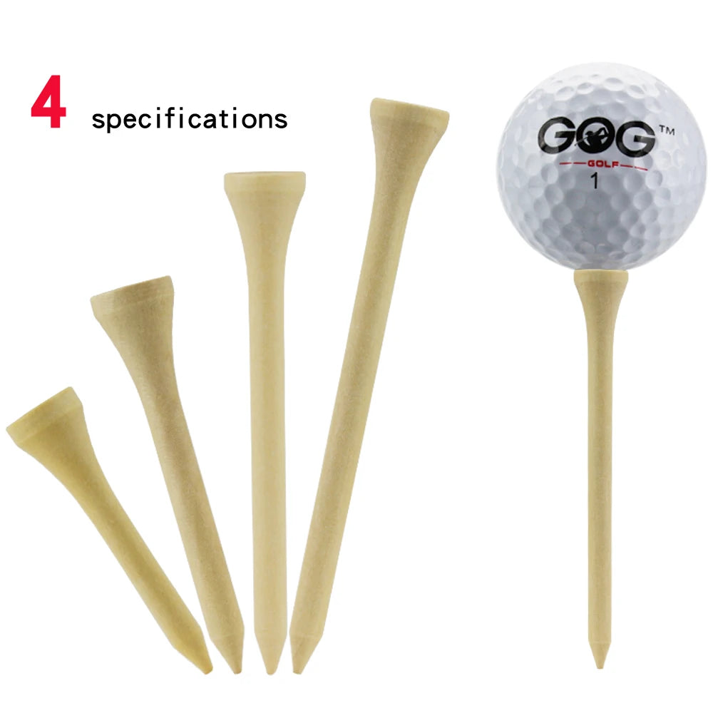 Pack 100 Pcs Golf Tees 4 Sizes Wooden Bamboo Golf Ball Holder Wholesale Golf Accessories Custom Golf Tee Practice Drop Ship