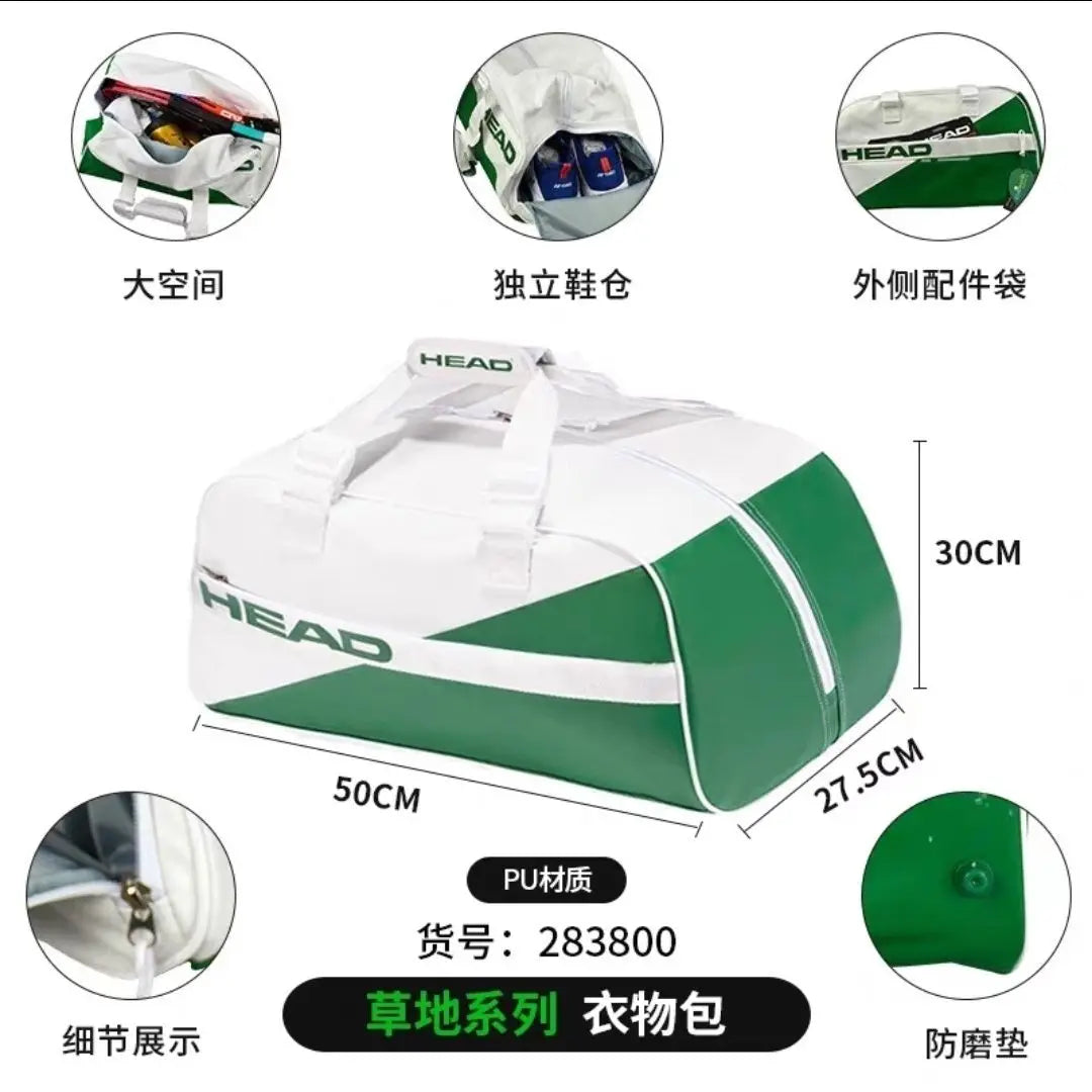 HEAD Tennis Bag Simple Fashion Court Bag Portable Tennis Racket Bag with Shoe Compartment Comfortable Racket Bag