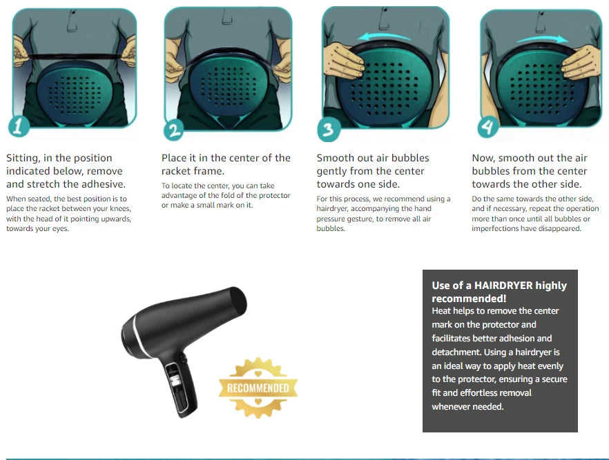 AMA SPORT Padel Racket Protection Tape Pack of 1/2/6 Edge Protector Durable & Easy to Replace Transparent Padel Protector