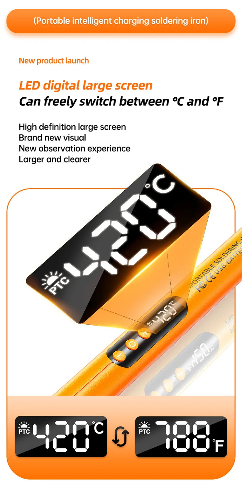 USB Wireless  Digital Electric Soldering Iron Kit  Cordless Adjustable Temperature 300-450℃ Smart Welding Solder Tool