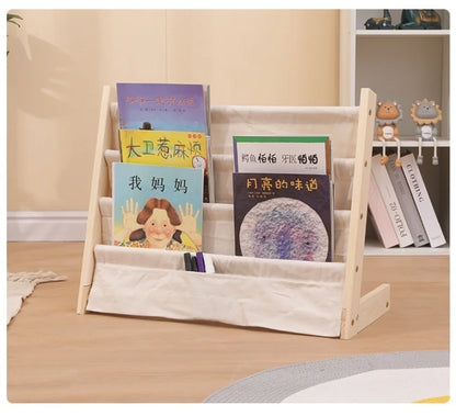 Wooden Movable Kids Bookshelf Multi Layer Floor Standing
