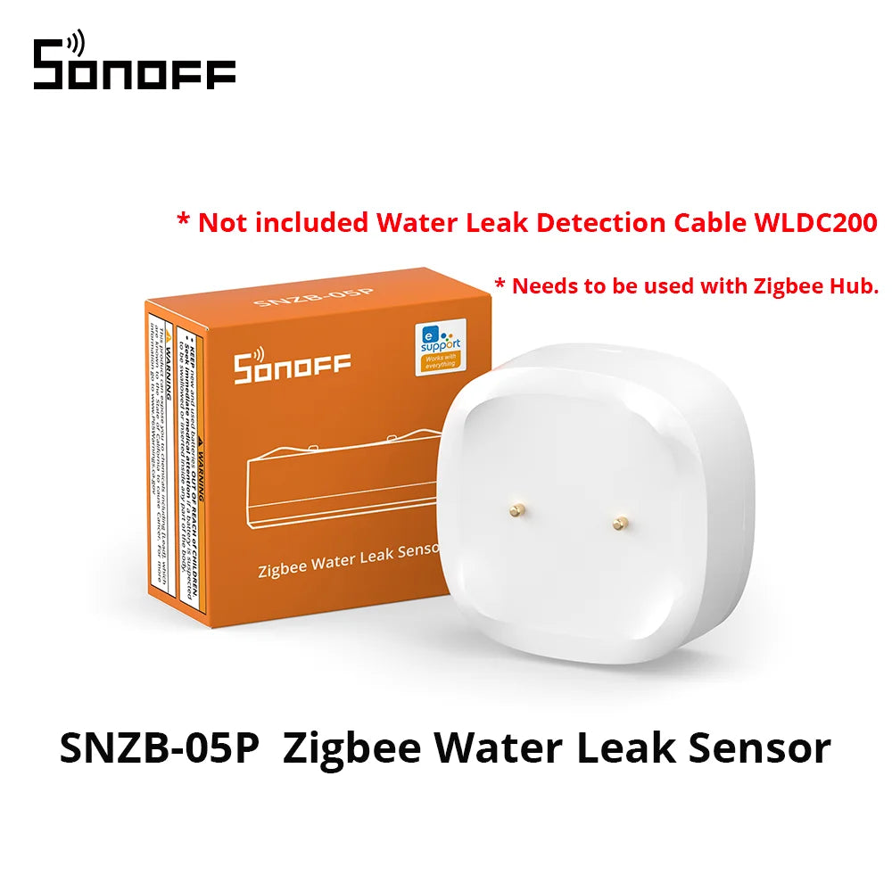 SONOFF SNZB-05P Zigbee 3.0 Water Leak Sensor Leaking and Dripping Detection Real-time Alerts Support Home Assistant Google Alexa