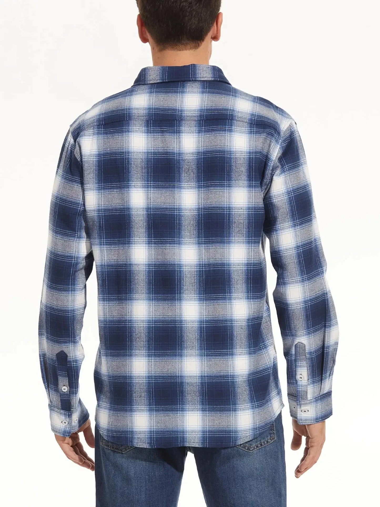 TACVASEN Oversize Lightweight Shirt Jacket Button Down Cotton Plaid Shirts Mens Long Sleeve Streetwear Flannel Shirts W/ Pockets