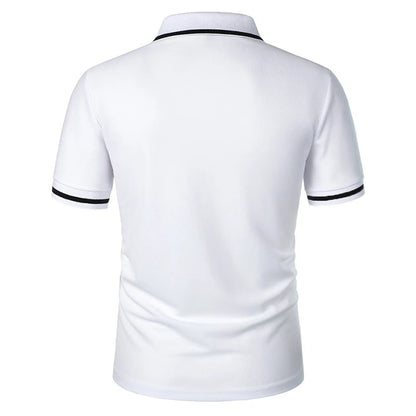 Men's Short Sleeve Polo Shirt Solid Polyester Breathable Casual