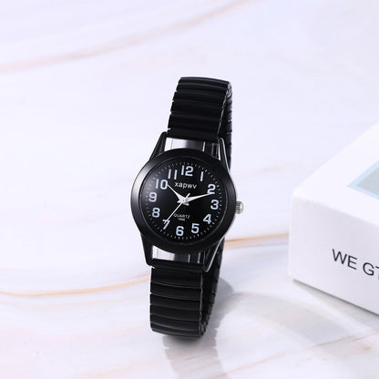 Elastic Strap Watch for Men Couples Clear and Easy Read Large Black Digital Hard Steel Strap Waterproof