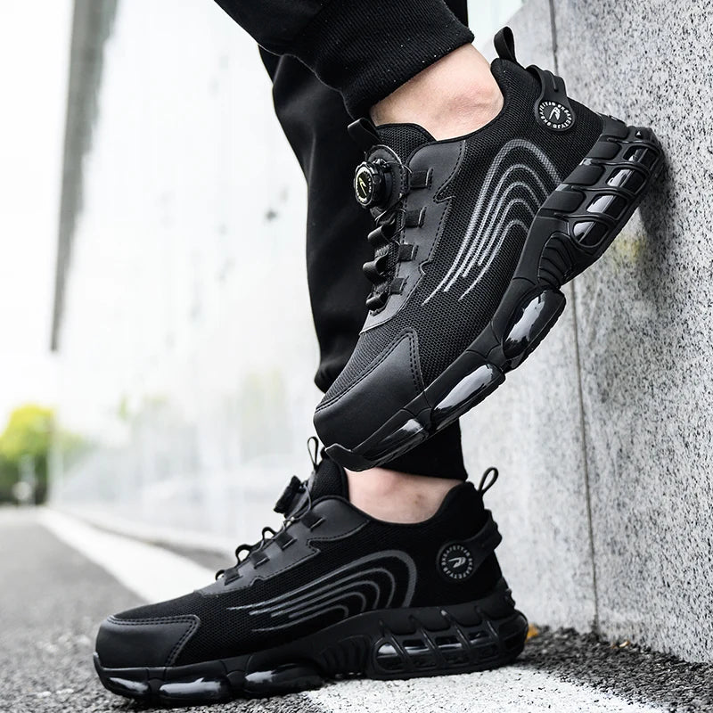 Rotating Button Safety Shoes Men For Work Sneakers Shoes Anti smash Puncture-Proof Protective Men Shoes Steel Toe Work Boots