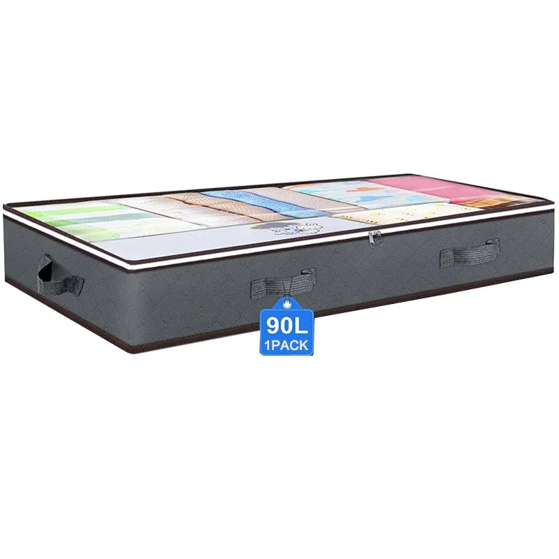 Non-woven Underbed Quilt Storage Bag Organizer Wardrobe Clothes Dust Moisture-proof Finishing Bag Foldable Storage Box 100x50x15