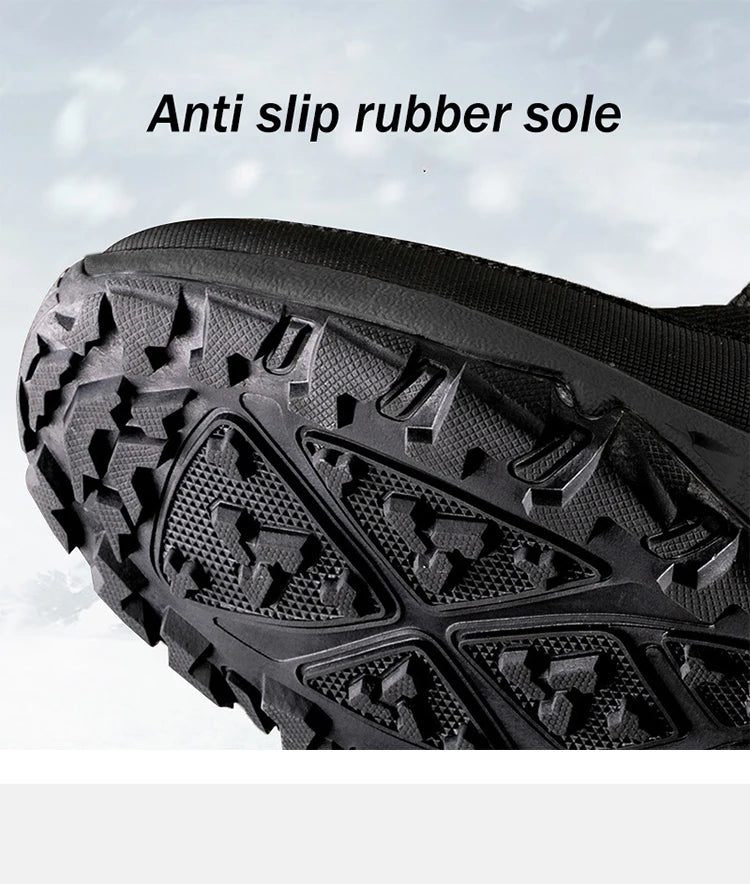 Winter New Thick Short Tube Cotton Boots Anti Slip Casual Men Snow Boots Plush Outdoor Hiking Shoes