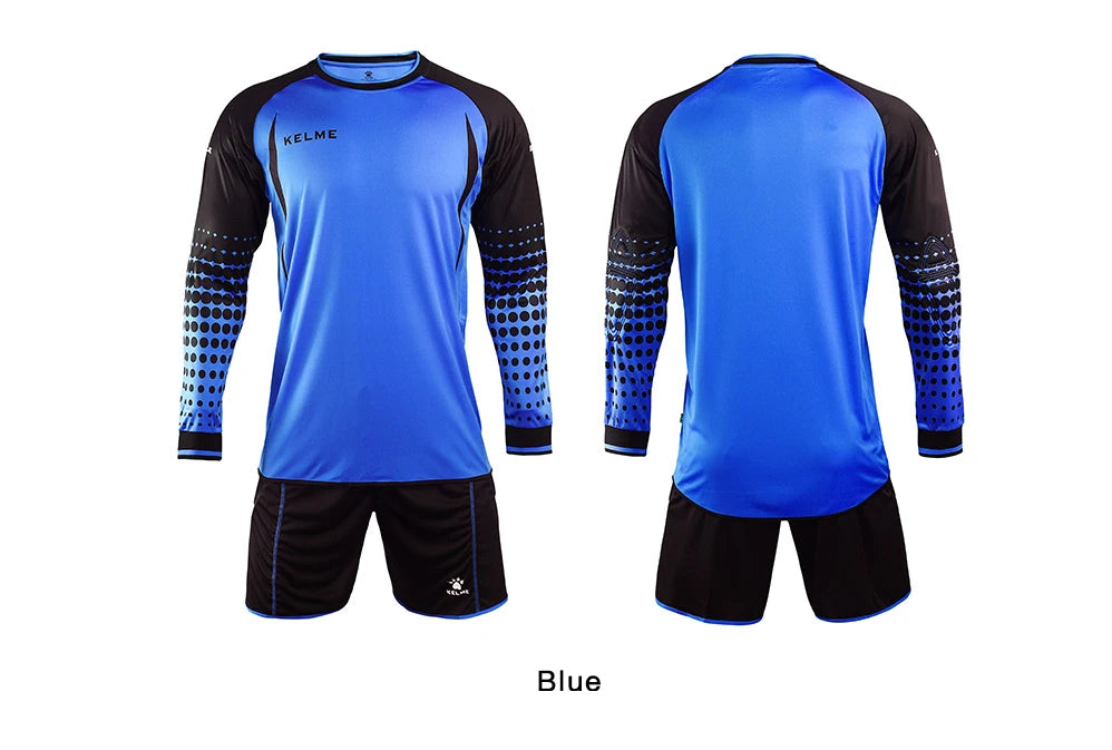 KELME Goalkeeper Jersey Soccer Custom Goaile Jerseys Mens Long Sleeve Football Uniform Shorts Sponge Protector 9161ZB1002
