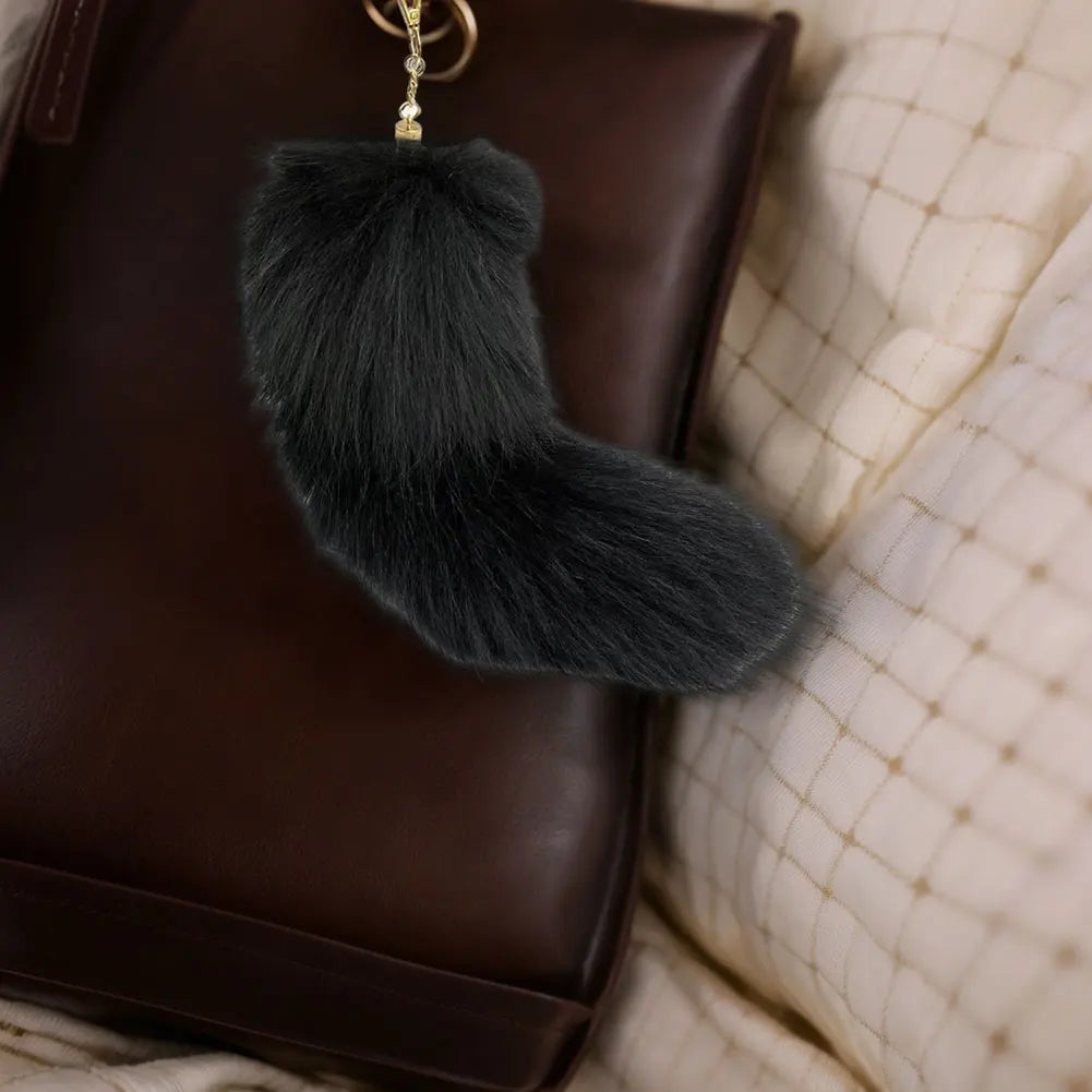 Fluffy Faux Fur Fox Tail Keychain for Bags & Keys