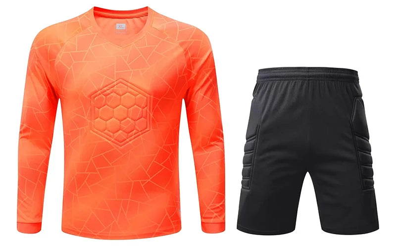 Men Kid 2024 Soccer Goalkeeper Uniform Protective Sponge Long Sleeve Football Training Goalkeeper Top Soccer Jersey Pants Custom