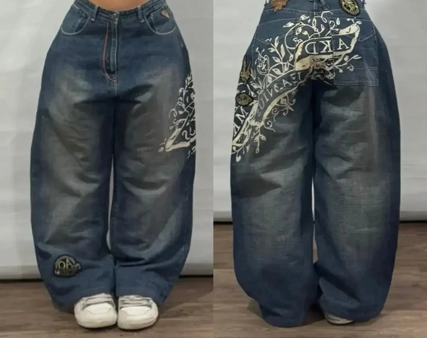 American Fashion Hip Hop Joker Oversized Jeans Women Street Y2K New Clearance Spot Hot Mopping Wide-leg Pants Unisex Loose Jeans