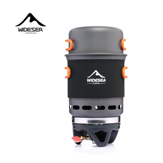 Widesea Camping Cooking System with Heat Exchanger Outdoor Gas Burner Stove Tourist Pot Set Cup Tableware Cookware Tourism Hike