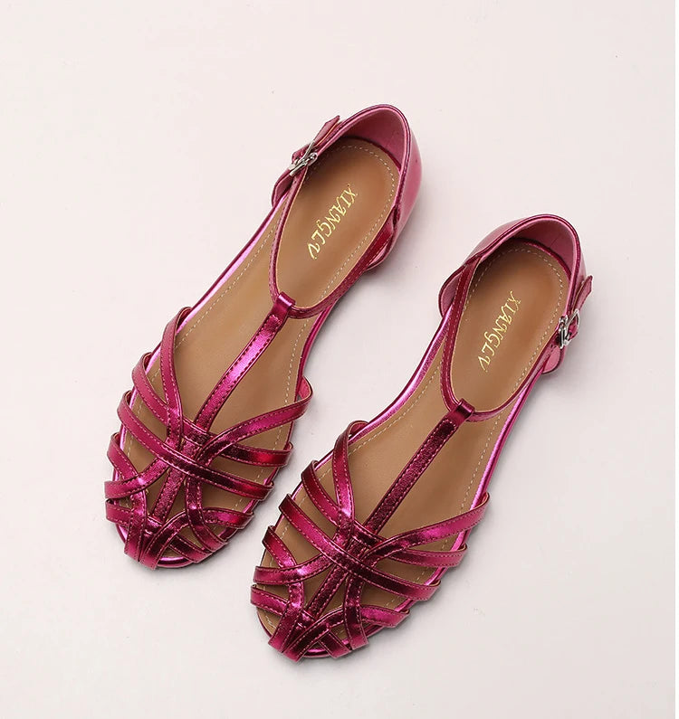 ZAROY Summer Cross Strap Flat Sandals Women Round Toe Ankle Buckle Hollow Casual Roman Sandalia Zapatos De Mujer сандали