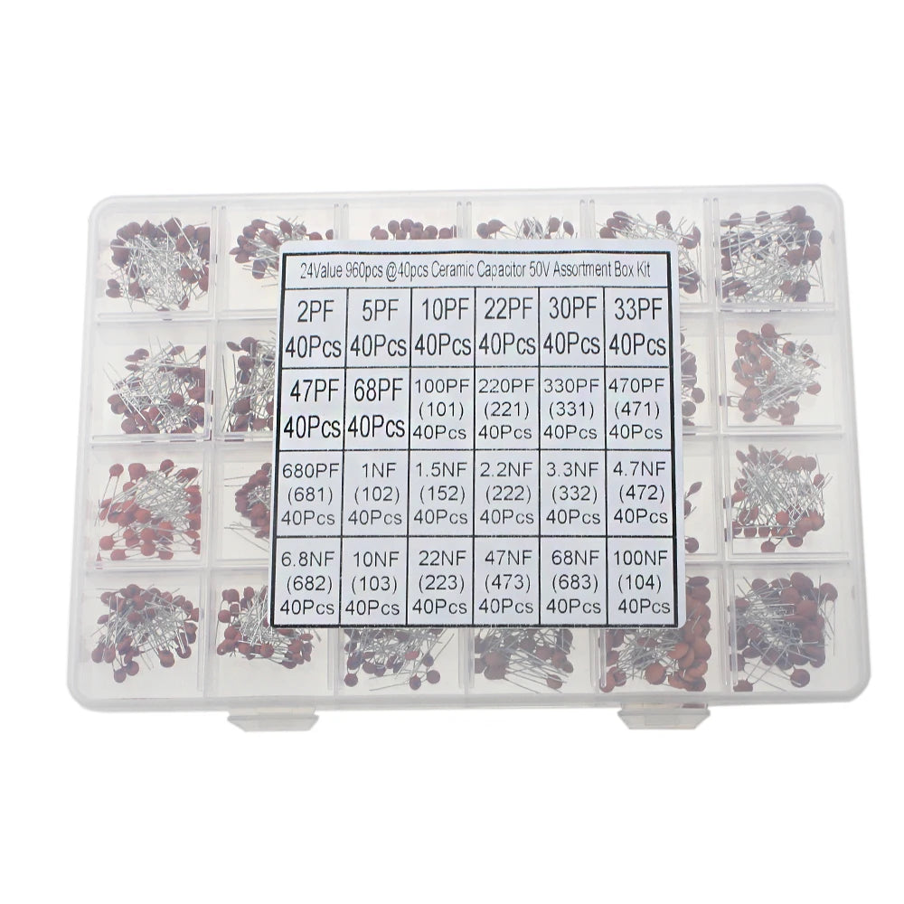 300/960pcs Ceramic Capacitors Kit 2pF-0.1uF Electronic Components Package Capacitor Assorted Samples Diy Kit