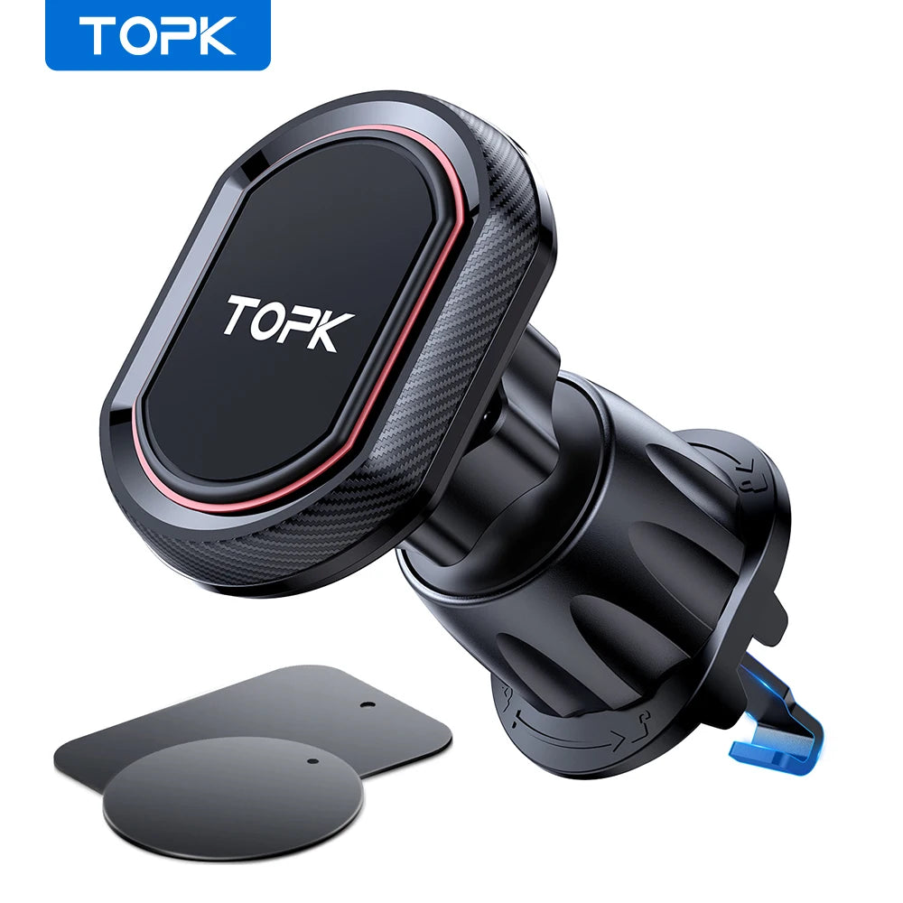 TOPK Magnetic Air Vent Car Phone Holder [Strong Magnet] Car Vent Mount Phone Stand Compatible with iPhone15 14 13 Samsung Xiaomi