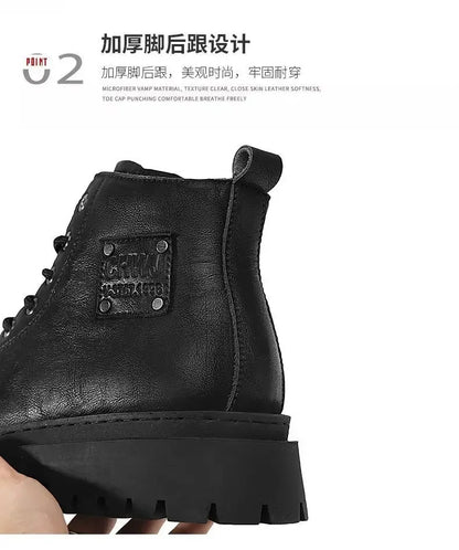 Men's Waterproof Leather Mid-Top Boots for Outdoor Hiking