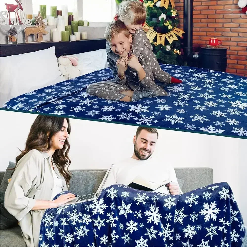Holiday Snowflake & Gingerbread Blanket – Soft Cozy Christmas Throw