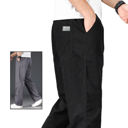 Mens Cotton Relaxed Jogger Pants Big Size Elastic Waist Drawstring Casual