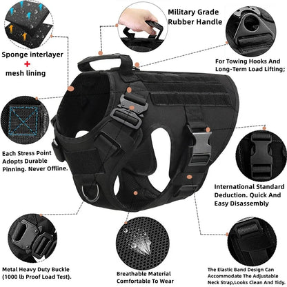 Tactical Military Nylon Dog Harness And Leash Set For All Breeds
