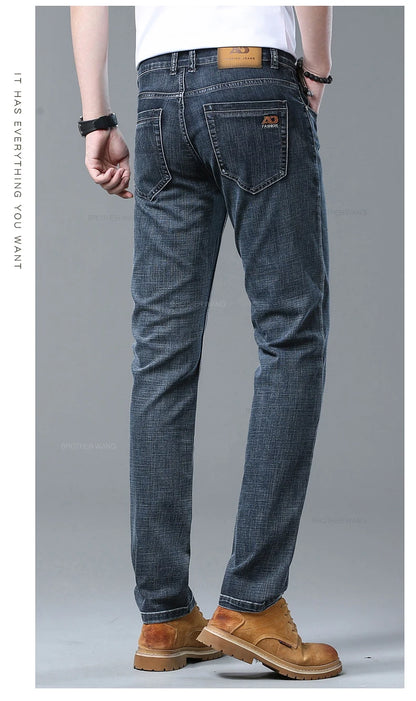 Men's Slim Jeans Denim Pants With Stretch Light Blue