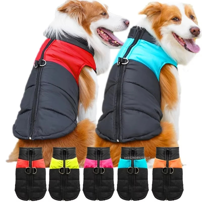 Waterproof Winter Dog Coat Padded Vest Zipper Jacket for Small Medium Large Dogs