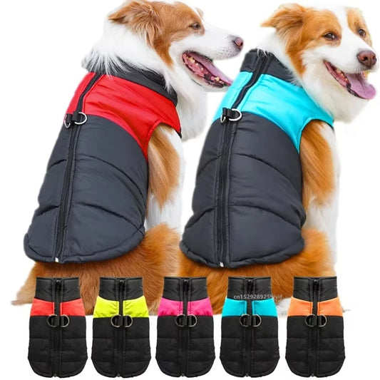 Waterproof Winter Dog Coat Padded Vest Zipper Jacket for Small Medium Large Dogs