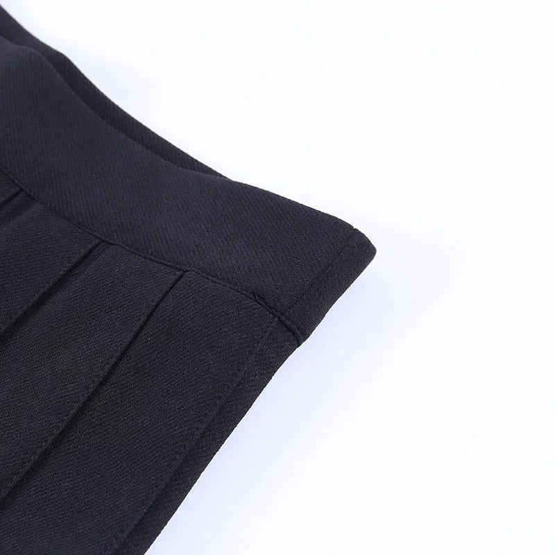 Fashion Korean Style Patchwork Skirt Harajuku Black Pleated Skirts Gothic Streetwear High Waist Mini Skirt Women Punk Skirt