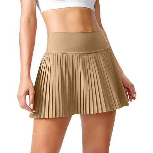 High Waist Women Tennis Pleated Skirt with Inner Lining High Waist Double Layer Design Sport Sexy Fitness Yoga Shorts Dancing