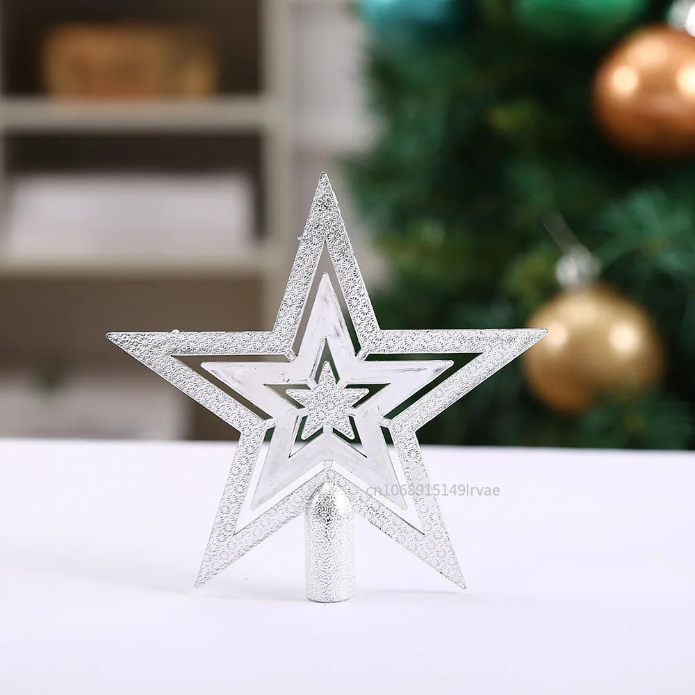 Christmas Tree Topper Star Pentagram Plated Plastic/Metallic Finish Ornament
