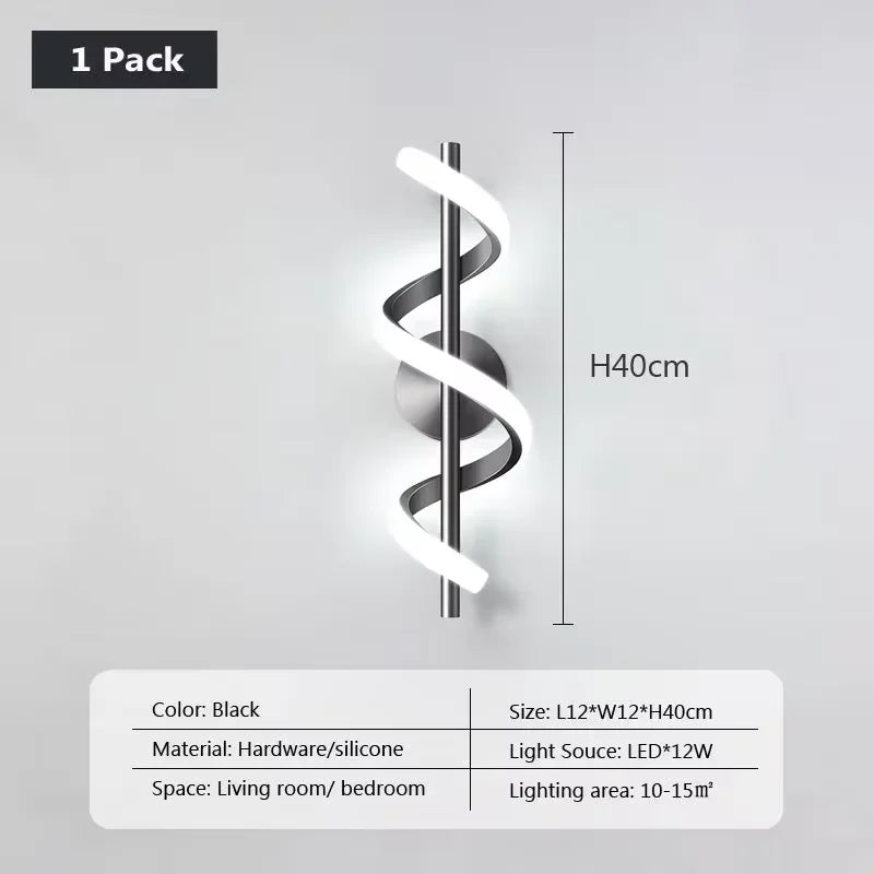 LED Luxury Wall Lamp – Black/White/Gold Decorative Light for Bedroom & Living Room