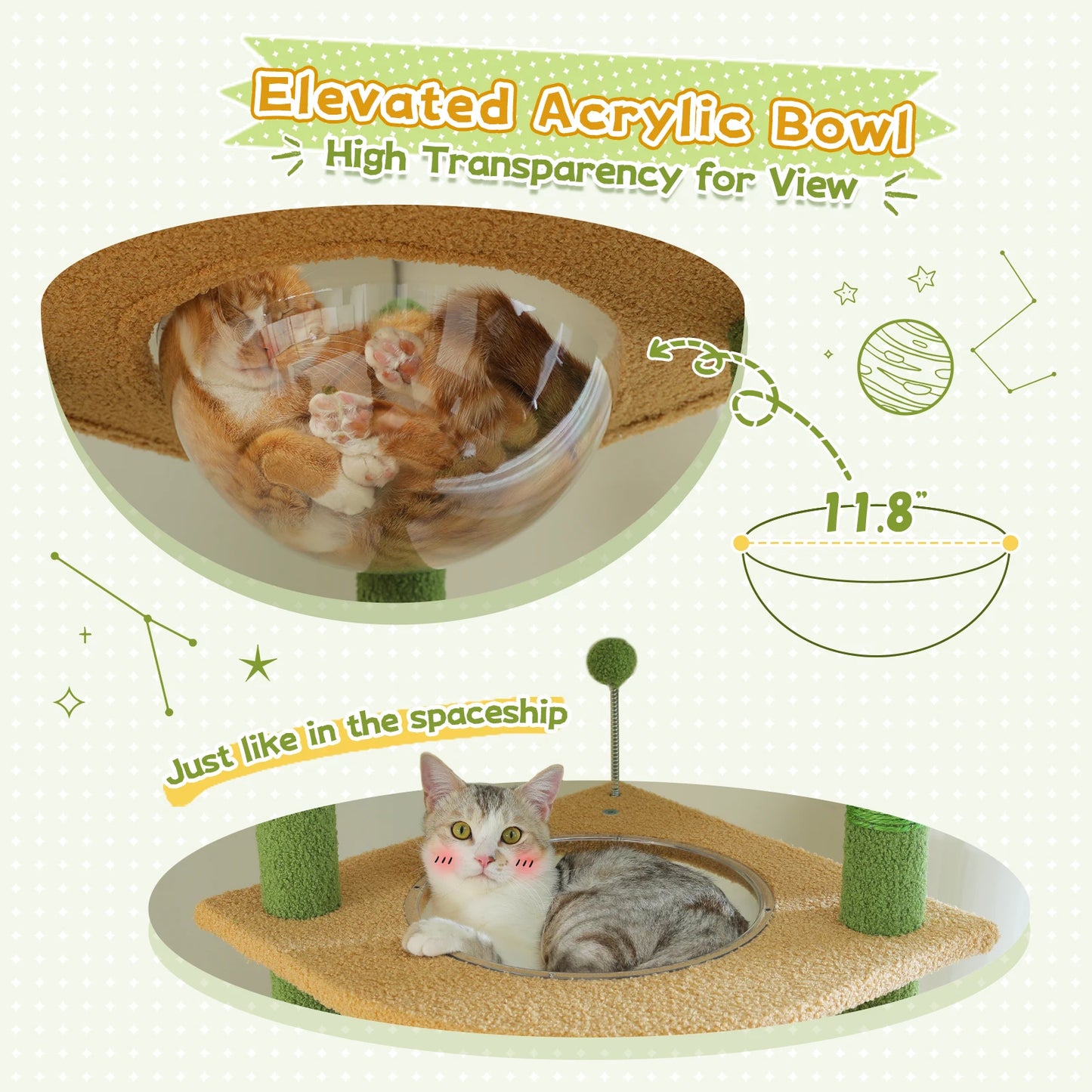 Floor to Ceiling Cat Tree with Sisal Scratching Posts Cozy Condo Hammock Adjustable Height Tall Cat Tower for Indoor Cat Toys