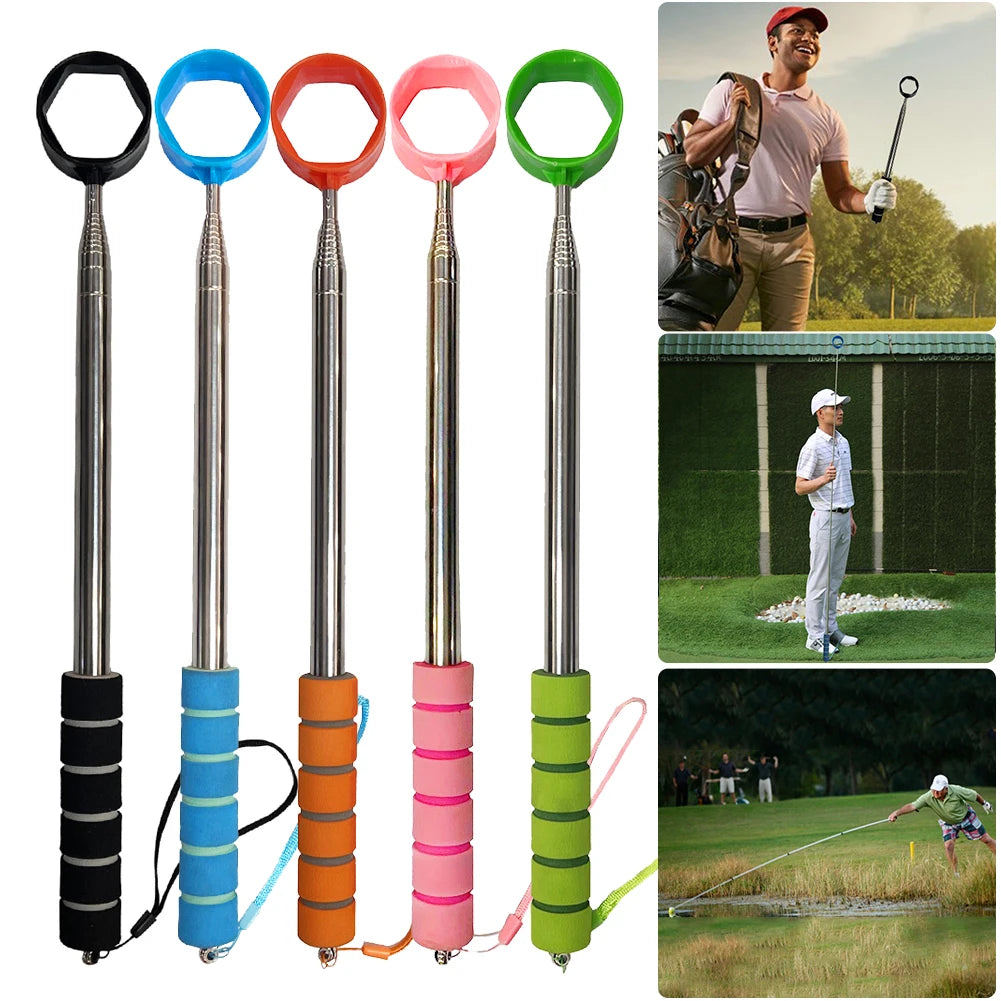 8.86 FT Stainless Ball Retriever Tool Telescopic Golf Ball Retriever Claw Sucker Tool Extendable Golf Ball Retriever for Golfer
