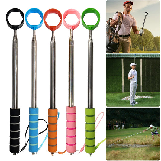 8.86 FT Stainless Ball Retriever Tool Telescopic Golf Ball Retriever Claw Sucker Tool Extendable Golf Ball Retriever for Golfer