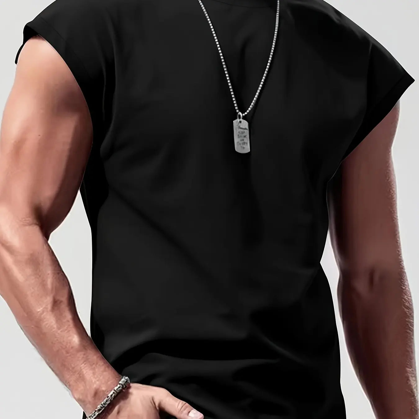 Men'S Summer Solid Color Sleeveless Tank Top Breathable Suitable for Casual Sports Versatile Style